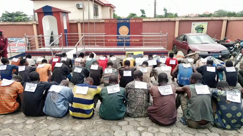 Amotekun arrests, parades 45 suspects in Ondo