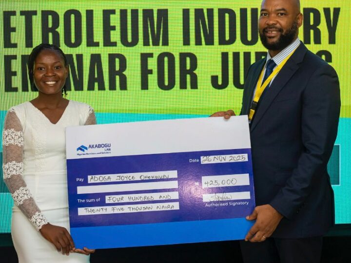 CSR: Akabogu Law Awards ₦450,000 Scholarship to Outstanding Maritime Graduate, Adoga Joyce
